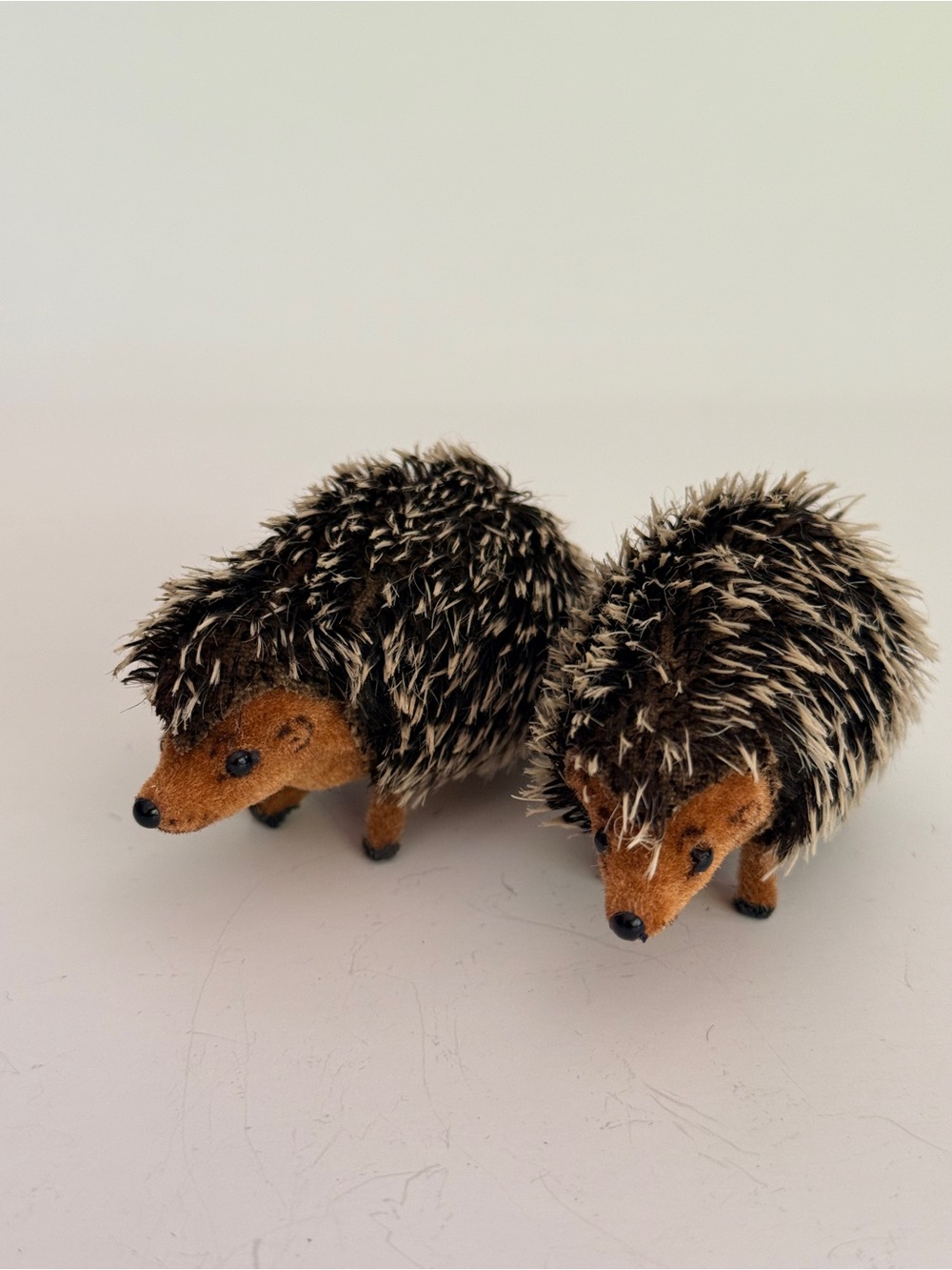 Wagner Handwork Germany Flocked Hedgehog Pair 3" w/ Stickers Post Reunification